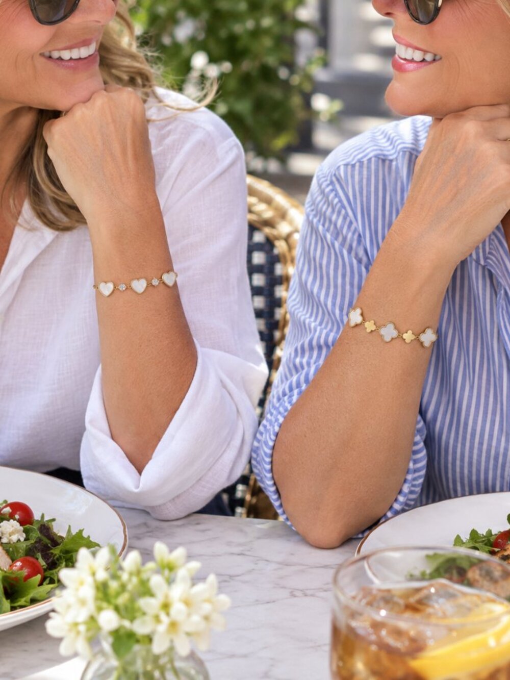 NIB - Eye Candy LA Adjustable Slide Bracelets -Set of 2- Hearts and Quartrefoil